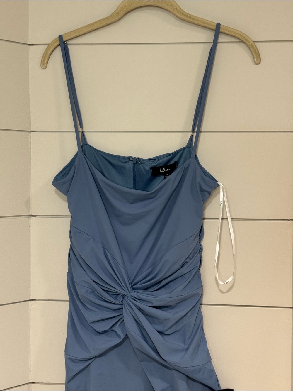 NEW Lulus Mesmerizing Reputation Slate Blue Twist-Front Bodycon Midi Dress XL - Picture 5 of 9